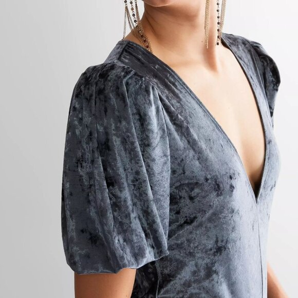 Intimately Free People Don’t You Wish Velvet Bodysuit in Sunflower Seed - Picture 2 of 7